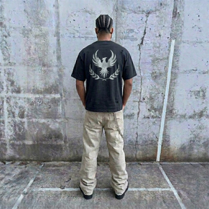 Camiseta de Algodón Personalizada <span class=keywords><strong>para</strong></span> Hombre, 300g, Negra, Talla Grande, Estilo Urbano y Deportivo, Camiseta Unicolor <span class=keywords><strong>para</strong></span> Estampar - Product Image 2