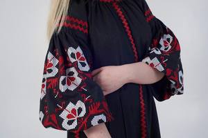 2024 nouveauté personnalisé longue évêque manches chemise robe femmes Sexy dame élégante tunique robe été décontracté Maxi broderie robe - Product Image 2