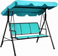 Fauteuil balançoire de jardin en métal pour 3 personnes au design moderne avec sièges en textilène pour jardin, maison, extérieur, cour
