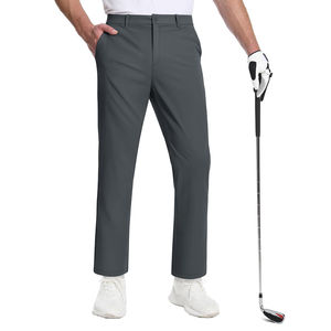 กางเกงกอล์ฟแฟชั่นผู้ชายเอวกลางแบบลำลองกางเกงโพลีเอสเตอร์100% สีทึบย้อมสีเรียบเรียบแบนด้านหน้าสำหรับกลางแจ้ง - Product Image 2