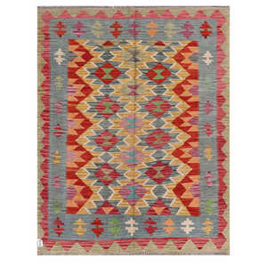 Alfombra Kilim de Maimana, Afganistán, 188 x 149 cm, Alfombras y Juegos de Alfombras Tejidas a Mano Tradicionales - Product Image 1