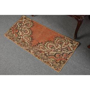 Alfombra de lana Vintage naranja y Beige de 1,6x3,5 pies, diseño de retazos de área grande clásico turco para dormitorio, estilos de pasillo rectangulares de látex - Product Image 5
