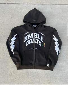 Sudadera con capucha desgastada de peso pesado Unisex con parche bordado de patrón 3D de tela francesa al por mayor Jersey lavado con ácido de gran tamaño para hombres - Product Image 6