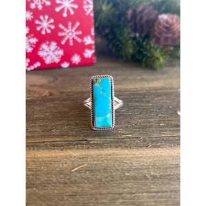 Southwest Handmade Mohave Kingman <b>Turquoise</b> Sterling Silver <b>Ring</b> Size 9.75 - Product Image 4