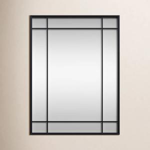 Espejo Rectangular Negro de Estilo Arquitectónico con Marco Metálico Seccionado, Espejo Decorativo Minimalista para Colgar Vertical o Horizontalmente - Product Image 4