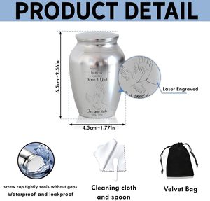 Mini urna de recuerdo decorativa de acero inoxidable para bebé personalizada, urna conmemorativa grabada para la pérdida de un niño, tamaño personalizado plateado - Product Image 2