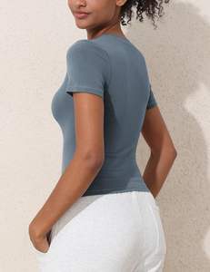 Camiseta de Verano para Mujer, Talla Grande, Tejido Ligero, Suave, Transpirable, Elástica, Ajustada, de Secado Rápido y Ecológica - Product Image 3