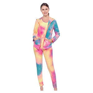 Conjunto de chándal con capucha para mujer al por mayor, conjunto de chándal cómodo de algodón para invierno con cremallera completa personalizada impresa en diferentes colores para mujer - Product Image 5