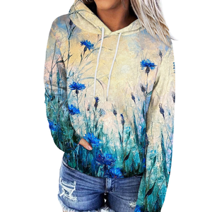 Sudadera con capucha de alta calidad Peso ligero 100% Algodón Gráfico Sublimado Impresión Sudaderas Mujeres Sudaderas - Product Image 2