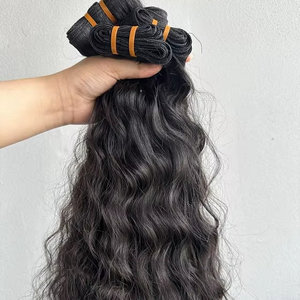 Extensions de cheveux humains vierges indiens naturels de qualité supérieure Remy ondulés noirs en vrac dessinés avec des styles d'apparence naturelle - Product Image 1