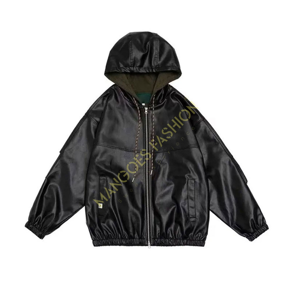 Hooded Men's PU Leather Jacket - Autumn Motorcycle Style