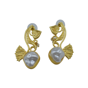 ยอดนิยมที่ทําด้วยมือแฟชั่นล่าสุดทองชุบทองเหลืองหินต่างหูสตั๊ดหินต่างหูชุบทองแฟชั่นเครื่องประดับต่างหูผู้หญิง - Product Image 1