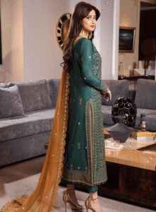 Conjunto de 3 piezas ASIM JOFA: Camisa bordada de primavera/verano, dupatta de gasa y pantalón - BIC-4547 - Product Image 5