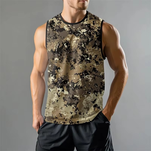 Men's Summer Gym Tank Top Knitted 100% Cotton High Street Style Breathable Fitness Loose Tees - Product Image 5
