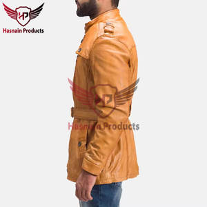 Blazer en cuir marron pour hommes de haute qualité veste robe de bureau formelle de marque pour l'hiver automne Slim Fit Blazers en cuir véritable - Product Image 5