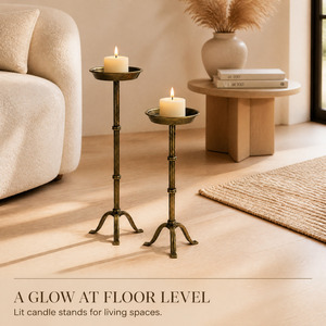 Set di 2 Candelabri Vintage in Ferro Bronzato a Treppiede, Centrotavola per Matrimoni, Halloween <span class=keywords><strong>e</strong></span> Natale - Product Image 2