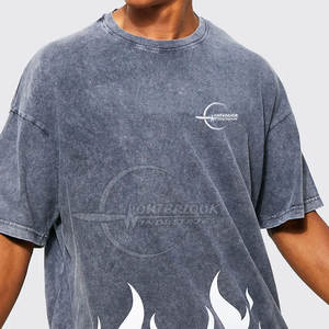 Camiseta de manga corta para hombre, camiseta de lavado ácido al por mayor, camiseta de lavado ácido OEM con logotipo personalizado de talla grande, Camiseta de algodón con lavado ácido - Product Image 3