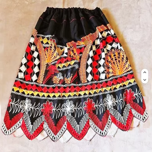 Falda Midi Tradicional Bordada de Tela de Algodón Estampada de Color Brillante, Estilo de Vestido Tradicional para Mujer, Minifaldas en Línea A - Product Image 3