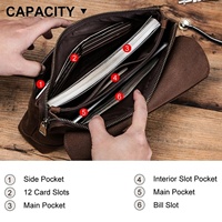 Dompet Wanita Model Baru Fashionable Tahan Lama Kapasitas Besar Tempat Ponsel Dompet Panjang Kulit Asli Vintage Custom