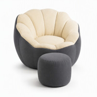 Canapé paresseux rond extensible en tissu moderne avec ottoman pour salon, chambre à coucher, meubles d'angle