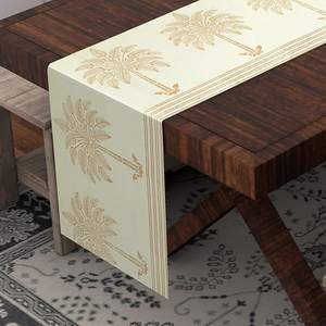 <b>Gold</b> <b>Tree</b> Striped Cotton Table Runner 33 X 180 Centimeter for Dining Table Party and <b>Christmas</b> Occasions - Product Image 2