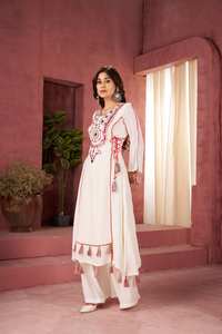 Elegante bordado estilo pakistaní rayón Kurta traje de mujer ropa de fiesta de boda - Product Image 3
