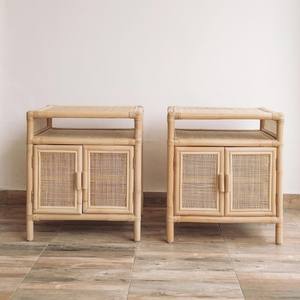 Premium quality night stand set of 2 bed side <b>rattan</b> <b>drawer</b> cabinet nightstands wholesale bedside <b>drawers</b> - Product Image 1