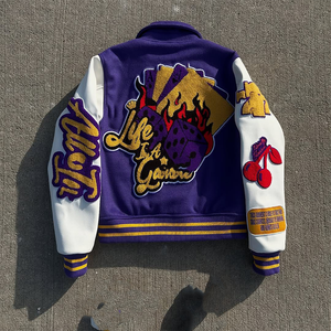 Chaqueta universitaria de calidad superior transpirable personalizada 2025 con bordado de chenilla chaqueta de béisbol universitaria de lana Unisex bordado personalizado - Product Image 3