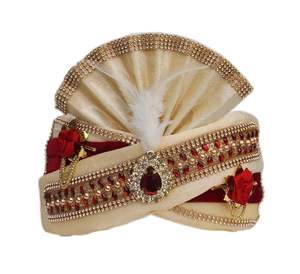 ผ้าโพกหัว pagdi/pagri ดีไซน์โดดเด่นสำหรับผู้ชายสำหรับแต่งงานแต่งงานปาร์ตี้หลากสี (ขนาด: 22ถึง22.5นิ้ว) - Product Image 1