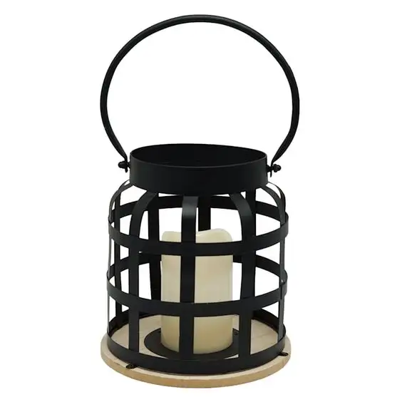 Lanterna votiva portacandele Design a strisce cappotto in polvere finitura candela fatta a mano votiva decorazioni per la casa di alta qualità colore nero