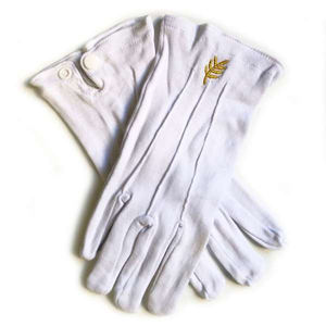 Gants maçonniques Regalia 100% coton avec boussole carrée en cuir pour usage extérieur - Product Image 3