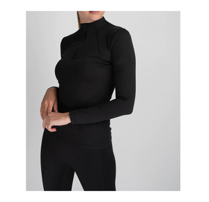Women's Elastic <b>Long</b> Sleeve Horse Riding Half Zipper Equestrian Baselayer New <b>Black</b> Base Layer Shirt Clothing for Riding Shows - Product Image 2