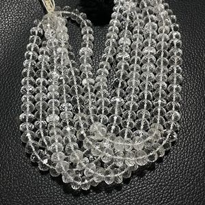Blanco 7,5-9,5 MM cristal cuarzo facetado Rondelle forma Briolette cuentas 10 pulgadas soporte taladro calibrado piedra preciosa para joyería - Product Image 4