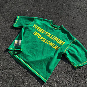 Nueva Camiseta Extra Grande de Corte Cuadrado para Hombre, Algodón Sólido, Cuello Pequeño, Hombros Caídos, Logotipo Frontal, Estilo Urbano - Product Image 2