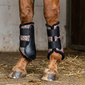 Bottes de tendon de cheval à motifs colorés avec doublure en fausse fourrure douce, couleur personnalisable, haute qualité pour l'équitation sportive et l'entraînement - Product Image 2