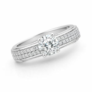 Bague Solitaire Romantique pour Femme en Zircon, Bande Large, Plaqué Rhodium, Argent Sterling 925, Idéale pour Fête, Fiançailles, Mariage, Cadeau - Product Image 3