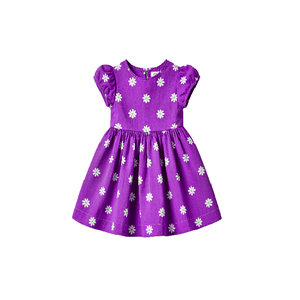 Vestido estampado para niñas con estampado floral brillante, diseño hasta la rodilla, cómodo y duradero para exteriores y trajes diarios - Product Image 3