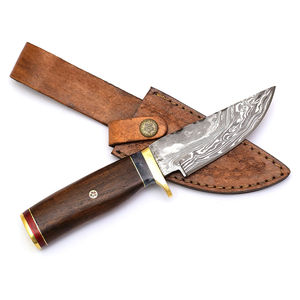Couteau Skinner Burraq DIY personnalisé fait main en acier Damas, manche en bois, étui en cuir, 9 pouces, multifonctionnel, pour le camping, la chasse, cadeau - Product Image 3