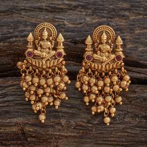 Boucles d'oreilles pendantes en cuivre et laiton antique avec pendentif perle, style religieux tendance pour mariages 183281 - Product Image 1