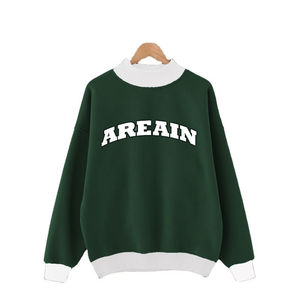 Personalizado de gran tamaño bordado Logo parches pulóver sudadera dos tonos Varsity Mockneck sudadera - Product Image 1