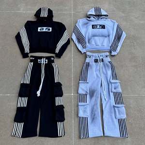 ชุดวอร์มผ้าฝ้าย100% เอวสองข้างและชุดมีฮู้ดชุดวอร์มใส่ได้ทั้งชายและหญิงชุดวอร์มมีลายทาง - Product Image 1