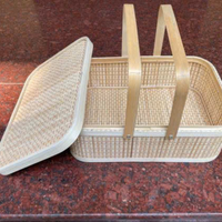 Panier-cadeau en bambou fait main du Vietnam avec couvercle, logo personnalisé, style européen/moderne, durable pour les cadeaux écologiques, emballage d'entreprise