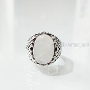 Bague en argent sterling 925 pour homme, pierre de lune arc-en-ciel naturelle bleue, pierre de naissance de juin, bijoux de mariage arabes, vente en gros - Product Image 4