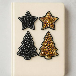 Journaux de Noël Artisanaux Broderie Étoile de Noël Arbre de Noël Embellissements Festifs Personnalisés Papeterie Vêtements Luxe Fait Main Perlé - Product Image 1