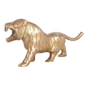 Estatua de latón de tigre rugiente dorado indio hecha a mano, esculturas de estatuilla, decoración del hogar, artículos de regalo, 11,00 pulgadas, SNF-360 - Product Image 1