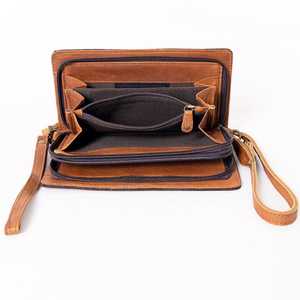 Handmade Vintage Style Antique Design Cowhide Leather Clutch <b>with</b> <b>Zip</b> Closure Adjustable Strap Card/Cash Slots - Product Image 2