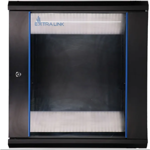 Gabinete de Red EXTRALINK 12U 600X450 para Montaje en Pared, Color Negro, en Stock, Vidrio y Metal - Product Image 2