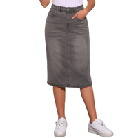 Jupes en jean délavé pour femmes, taille plus, respirantes, écologiques, tendance, longueur genou, design personnalisé, fabriquées au Bangladesh
