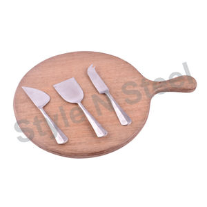 Planche à fromages avec ensemble de planche à fromages en bois en acier inoxydable vente en gros ensemble de luxe fourchette à fromage en acier inoxydable - Product Image 1