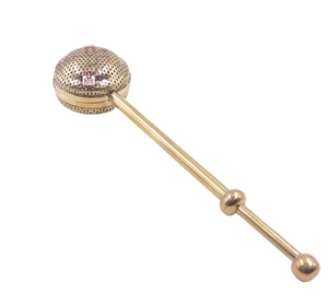 Passoire à thé en laiton tressée à la main avec long manche pour thé en feuilles, filtre à thé artisanal en laiton, fil métallique tressé serré - Product Image 3